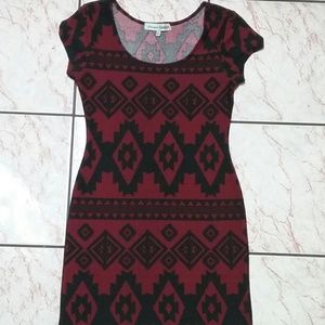 Bodycon Burgundy Short Sleeve Large Dress
